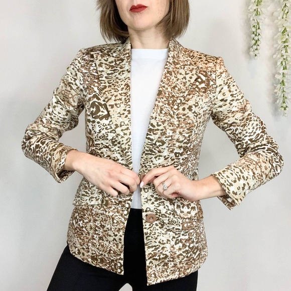 Badgley Mischka Jackets & Blazers - BADGLEY MISCHKA neutral leopard print blazer tan brown cream